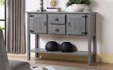 48'' Solid Wood Sideboard Console Table with 2 Drawers and Cabinets and Bottom Shelf
