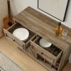 Farmhouse Buffet Cabinet with Storage Sideboard with 2 Drawers, Wine Bar Cabinet with Removable Wine Racks Storage Shelves