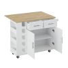 Multi-Functional Kitchen Island Cart with 2 Door Cabinet and Two Drawers,Spice Rack, Towel Holder, Wine Rack