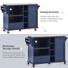Kitchen Island Cart with Storage Cabinet and Two Locking Wheels,Solid wood desktop,Microwave cabinet